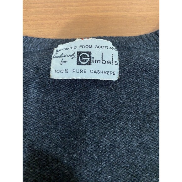 Vintage Gimbels Sweater Vest Men’s Size L 100% Cashmere Charcoal Gray Scotland - Picture 3 of 7